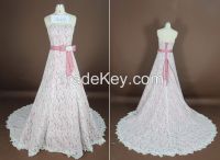 Colorful Full Lace with bowtie belt Wedding Dresses RE13163