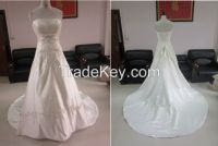 Pleated satin Real sample bridal dresses RE13158