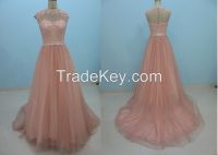 Pink Tulle A line Lace beading Wedding Dresses RE13159