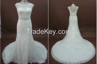 Boat neckline Lace Wedding Dresses RE13155