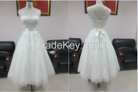 Hot sale Tea length lace Bridal dresses RE13156
