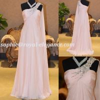One Shoulder Pink Chiffon Evening dress RE16002