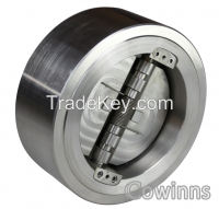Zirconium double disc wafer check valve