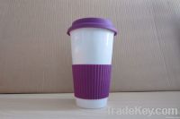 Ceramic Mugs with Silicone Cover/Sleeve, Customized Logo Printing