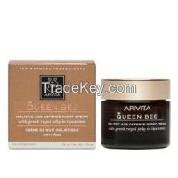 QUEEN BEE Holistic Age Defense Night Cream with Greek royal jelly in liposomes.