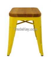 Tolix Low Stool - Wood Seat 45cm