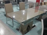 hot sale GOOD QUALITY MDF support glass dining table