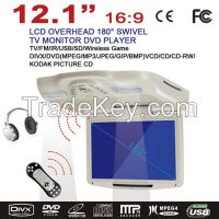 12.1'' Flip-down Car DVD Player with USB/SD, IR/FM Transmitter, Wireless game
