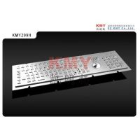 Vandal Resistant Dustproof KMY Stainless Steel IP65 Rugged Industrial Metal Keyboard with Pointing Device Trackball for Industial PCs and Control Panels