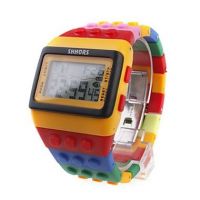 Multi-Color Block Brick Style Automatic Wrist Watch with Night Light