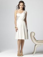 One shoulder satin chiffon knee length bridesmaid dress wholesale