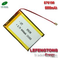 China factory 876190 3.7v 6000mah lithium polymer battery for tablet