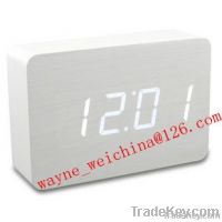 pure white table wooden clock