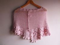 lovely children's girls cotton linen handcrocheted cape