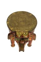 wooden painted brass fitted assorated elephent stool
