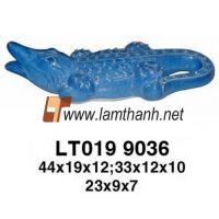 Blue Crocodile Glazed Garden Ornament