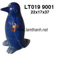 Glazed Blue Penguin Garden Ornament
