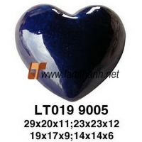 Glazed Blue Heart Garden Ornament