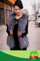 Genuine Fox Fur Women Vests with Fur Collar