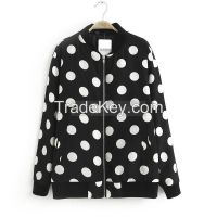 $24.99 Stylish Dots Cotton Blend Black Jackets