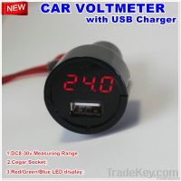 auto battery voltage meter with USB charge 12v 24v led screen voltmeter factory direct