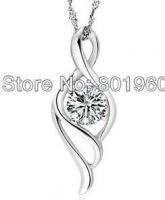18K white gold plated cubic zircon necklace fashion jewelry