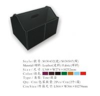 Black Leather/Fabric Storage Tote