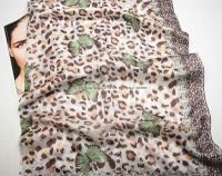 Long leopard shawl silk women neck scarf