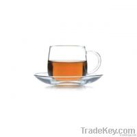 Borosilicate glass teacup with saucer
