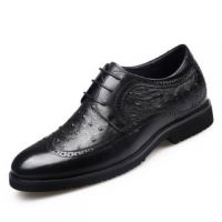 Height Increasing Bullock Ostrich Pattern Elevator Formal Shoes