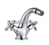 Chrome plated brass double handle bidet faucet