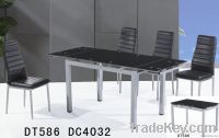 Modern Extended Dining Table Glass&Metal