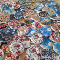 Girl and Doll Design Natural Wooden Button