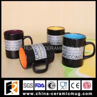 11oz cappuccino design ceramic coffee cup with silk screen printing