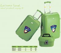 Factory Wholesale Useful Apple Green 2 PP Injection Trolley Luggages and 1 Cosmetic Bag Combination Hard Case Set