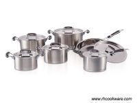 12Pcs stainless steel silicone handle cookware set