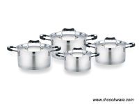 8Pcs stainless steel silicone handle cookware set