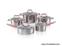 10Pcs stainless steel silicone handle cookware set