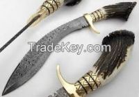 Custom Handmade Damascus Hunting Kukri Knife