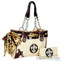 western cowgirl fleur de lis shoulder bag with scarf & matching wallet