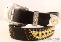 Bling western cheap genuine leather belt