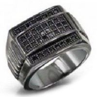 Black Rhodium plated Black CZ 925 Sterling Silver Mens Ring Size 7 8 9 10 11 12