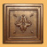 DROP IN or GLUE ON UNIVERSAL 24"X24" PVC Ceiling Tile - BAROK Bronze/Brown