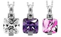 Inori cushion pendant in Steel - CZ & Purple CZ & Pink CZ