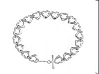 Brand new jewelry 925 sterling silver heart-shape link charm bracelet valentines gift