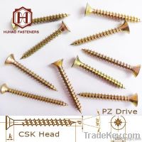 zinc coated csk head pozi drive yellow color chipboard screw