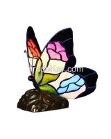 Parrot Uncle Tiffany Style Yellow Butterfly Shape Table Lamp