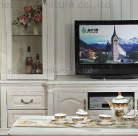 European-style solid wood TV wall cabinet