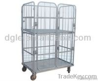 2-tier folding steel logistics cage trolley/roll trolley