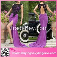 wholesale fashion sheer top long lace patry evening dress